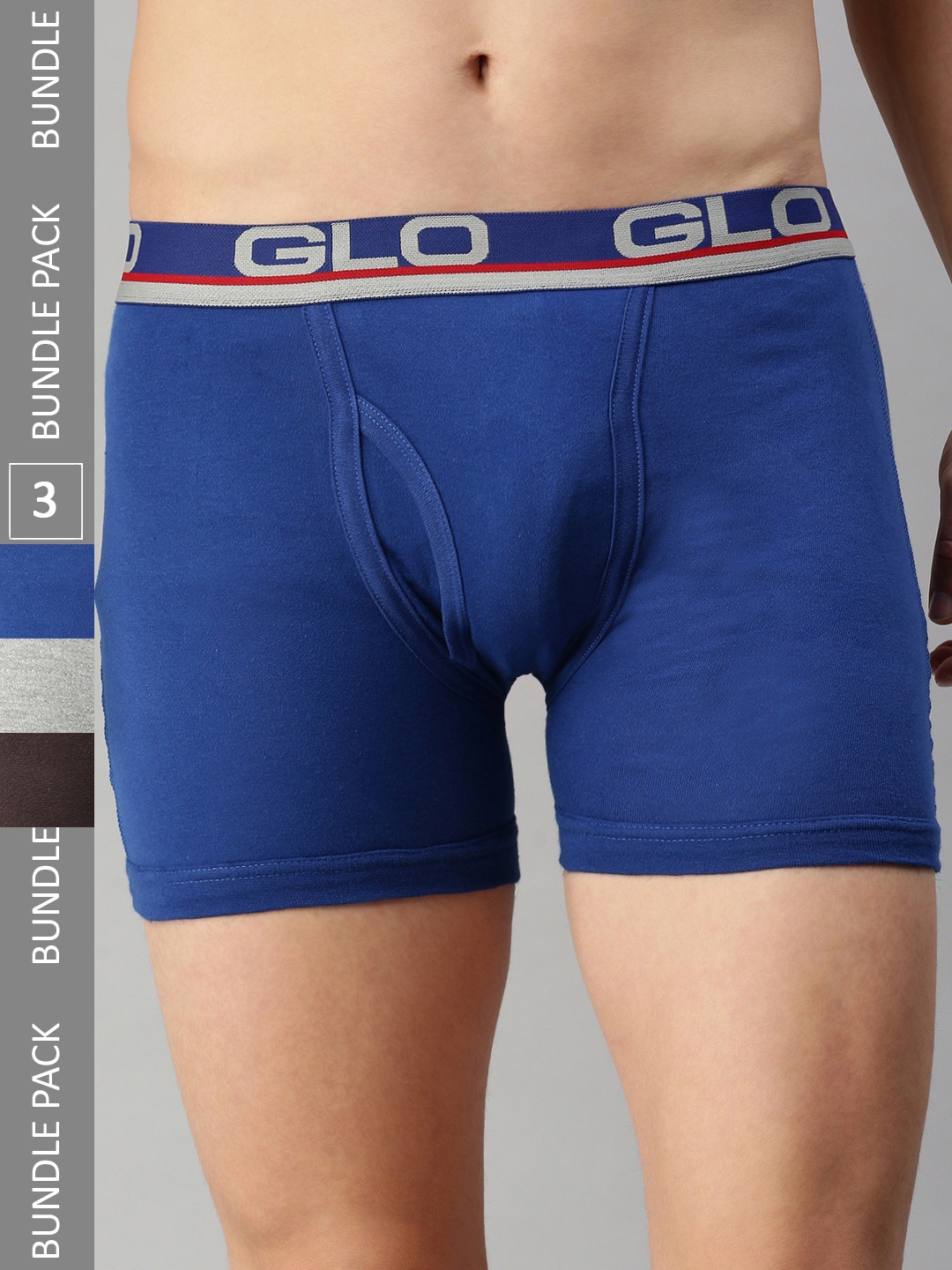 

Lux Cozi Pack Of 3 Mid-Rise Light weight Trunks COZI_GLO_INTLOCK_BU_COF_GM_3PC, Blue