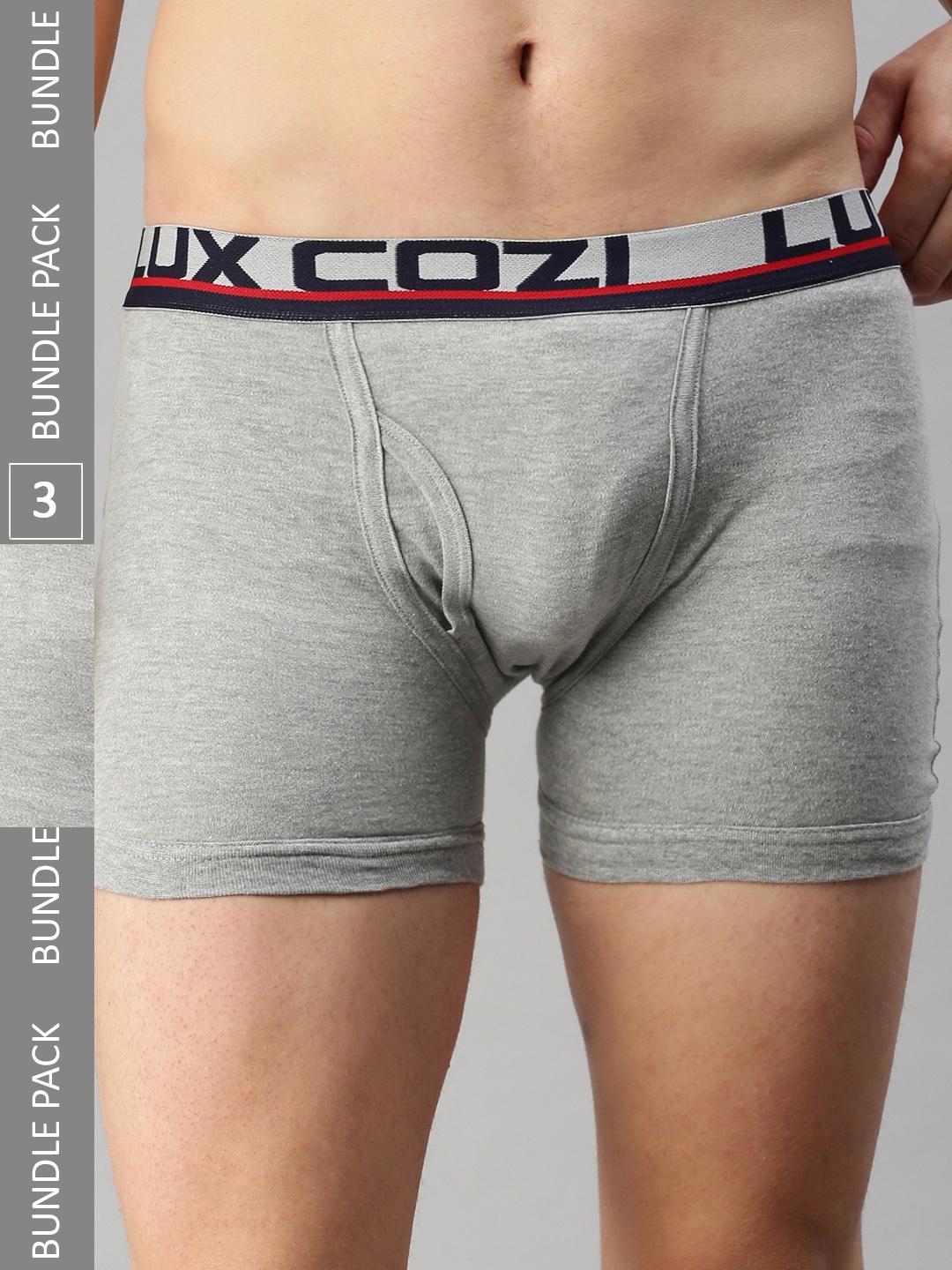 

Lux Cozi Pack Of 3 Basic Trunk COZI_GLO_INTLOCK_BU_2PC, Grey melange