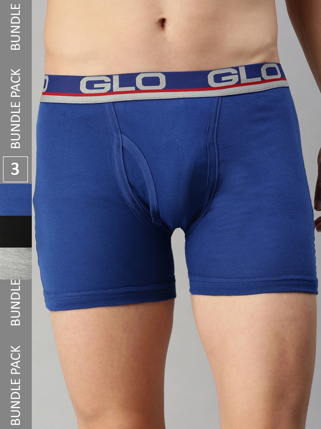 

Lux Cozi Men Pack Of 3 Mid-Rise Trunks COZI_GLO_INTLOCK_BLK_BU_GM, Black