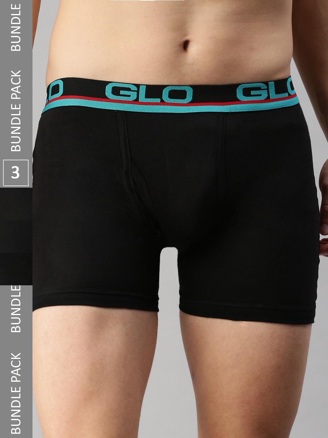 

Lux Cozi Pack Of 3 Outer Elastic Mid-Rise Trunks COZI_GLO_INTLOCK_BLK_3PC, Black