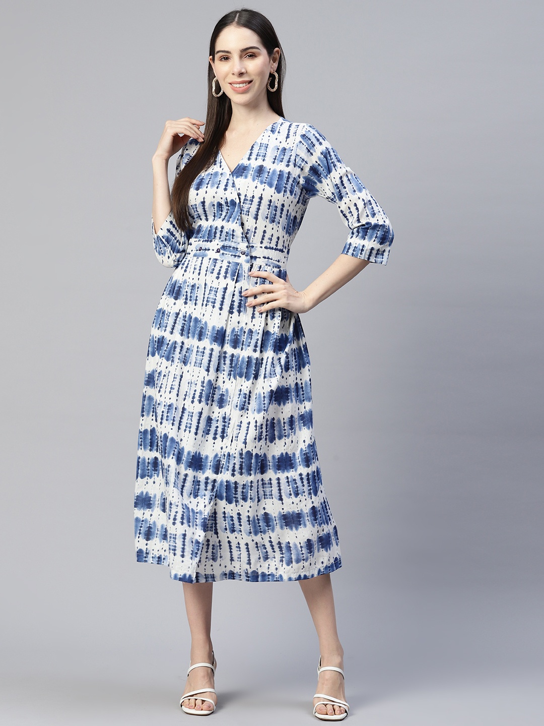 

Ayaany Printed Wrap A-Line Dress, White