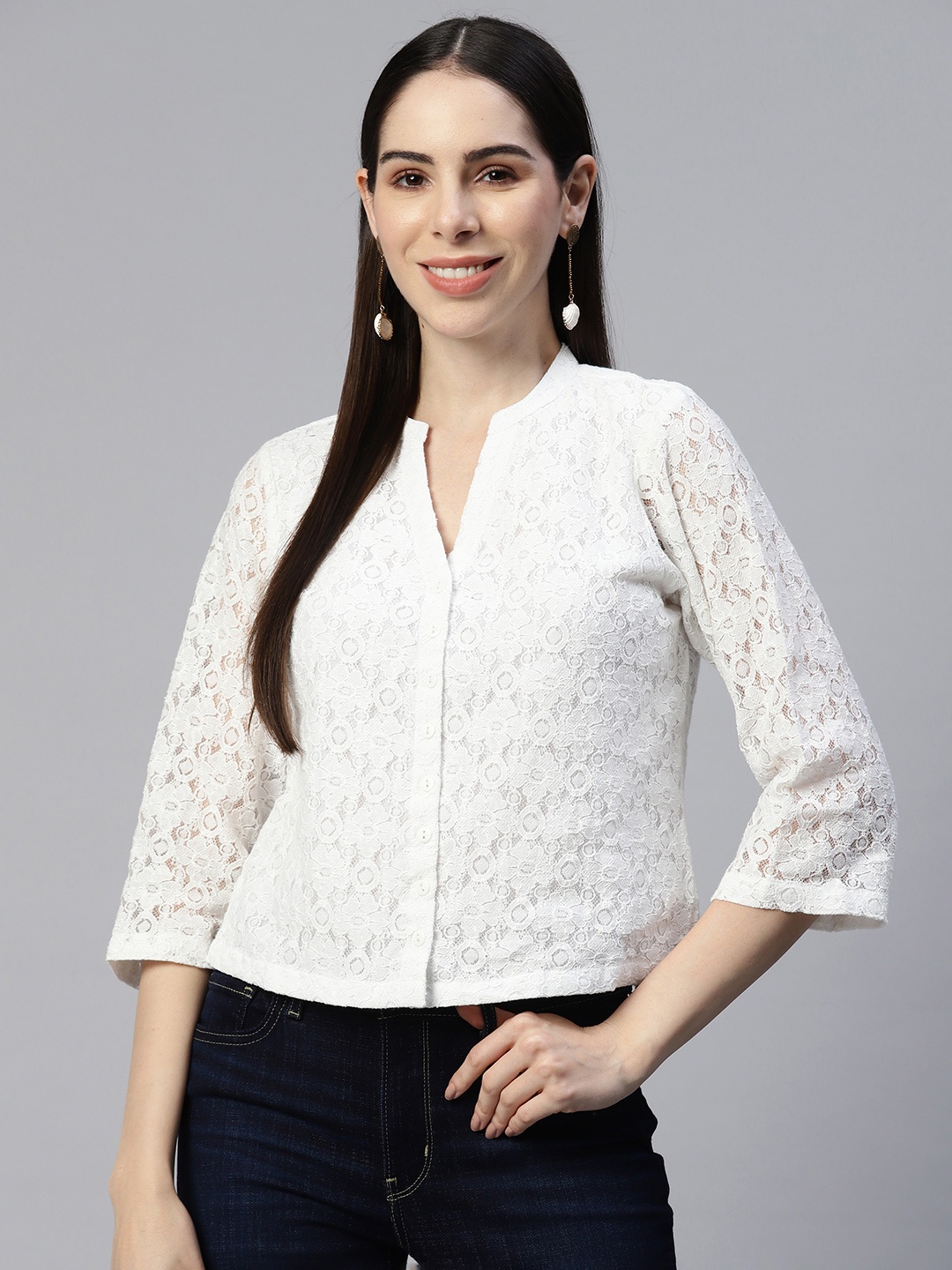 

Ayaany Self Design Top, White