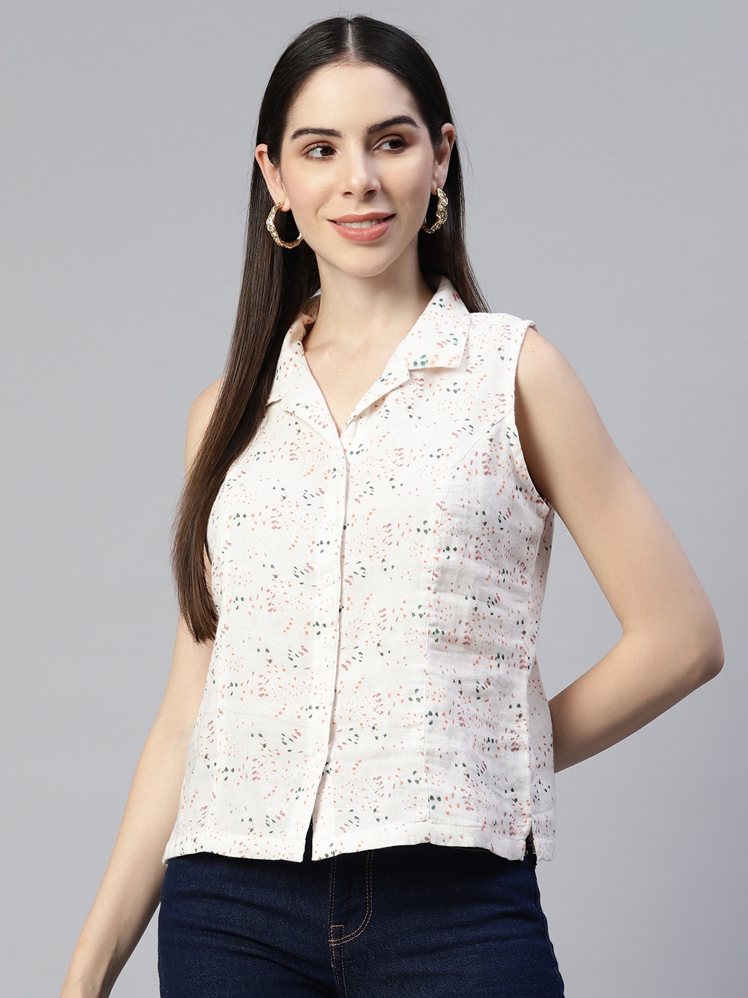 

Ayaany Printed Top, White