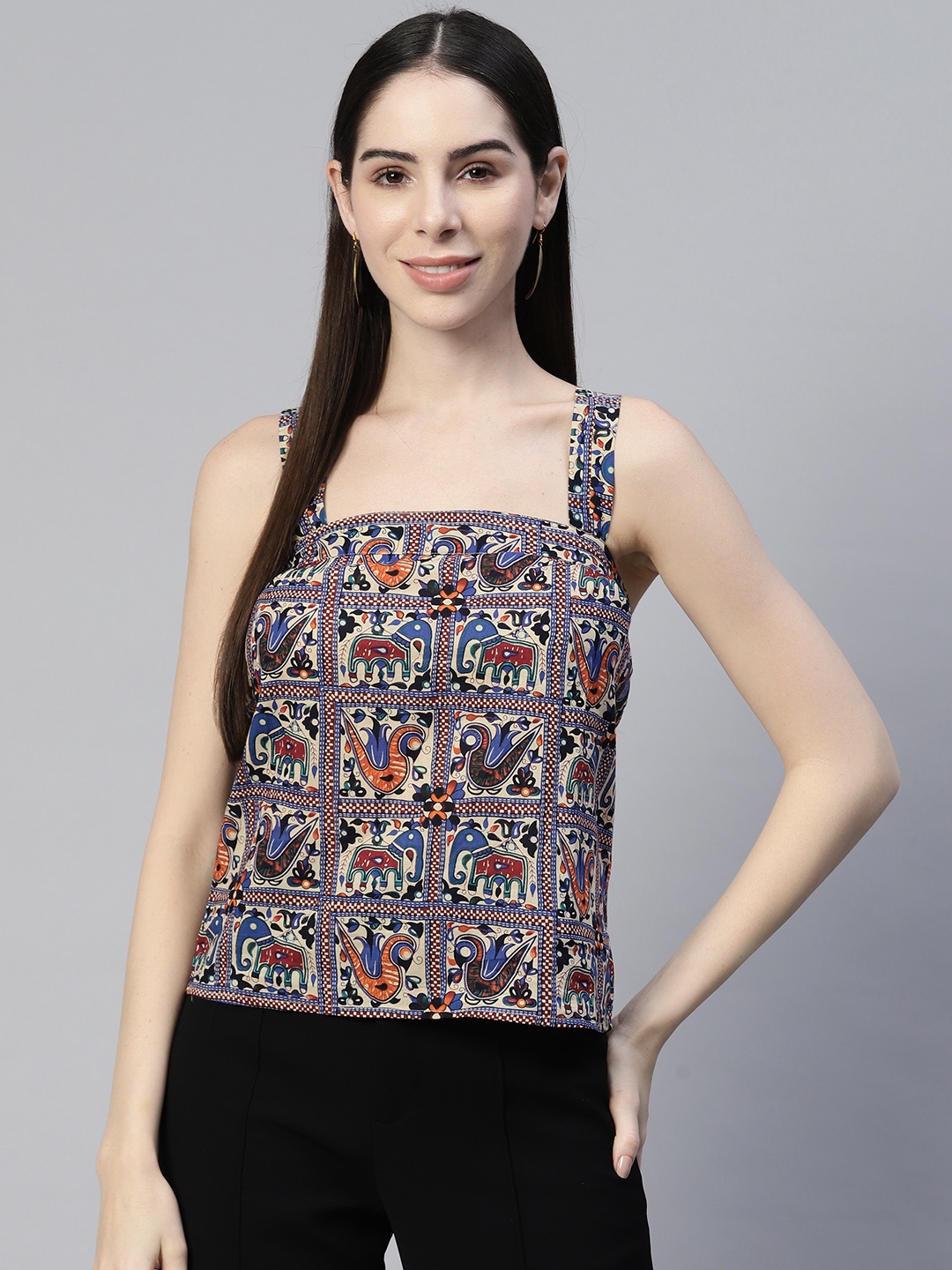 

Ayaany Print Styled Back Top, Multi