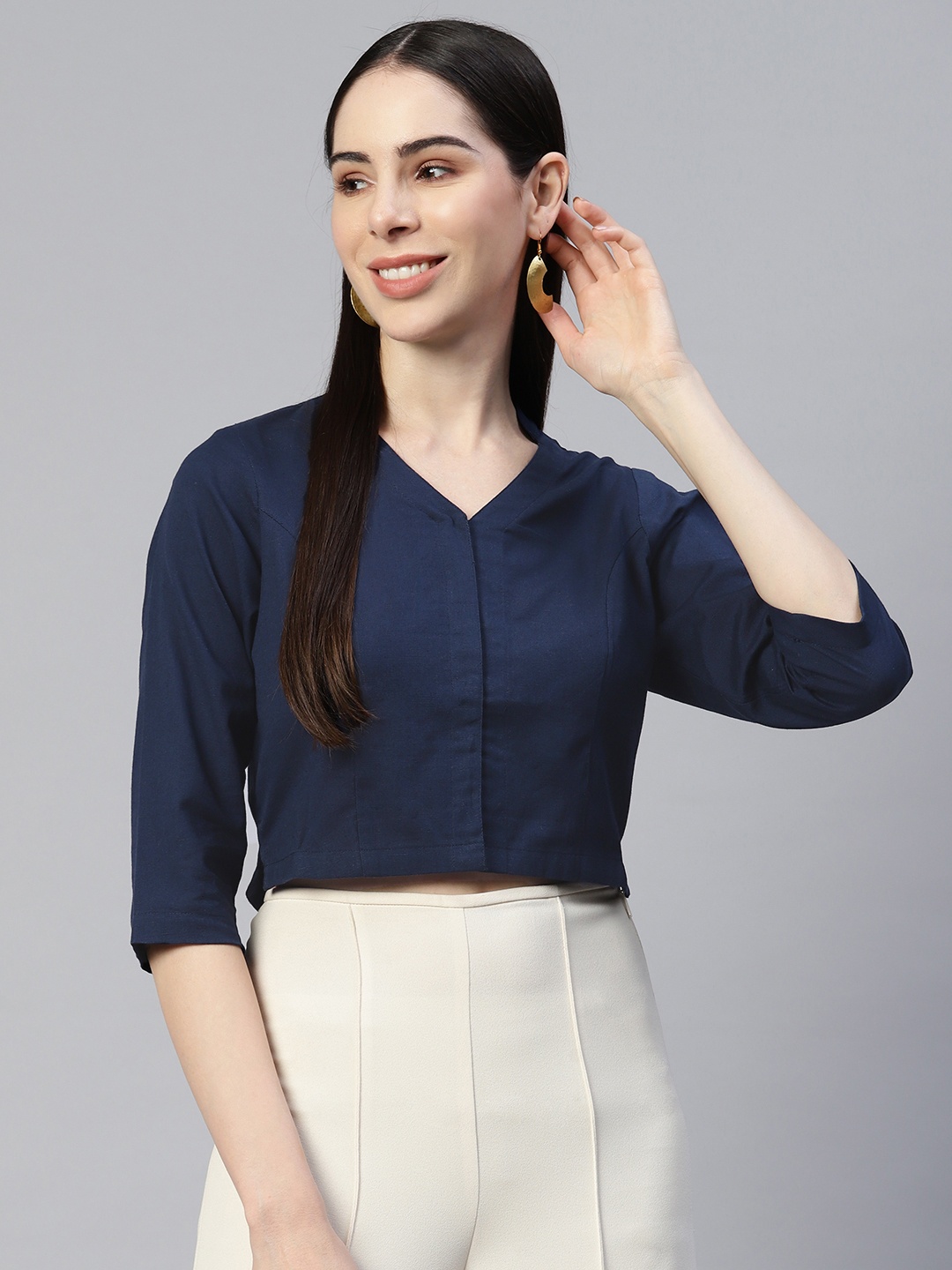 

Ayaany Blouson Crop Top, Teal