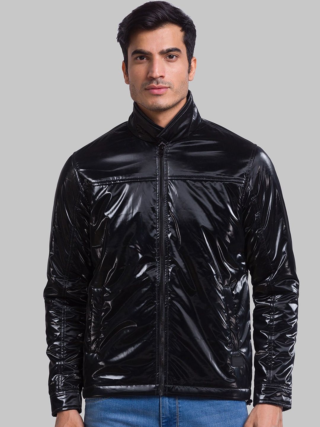 

Parx Men Long Sleeves Leather Jacket, Black