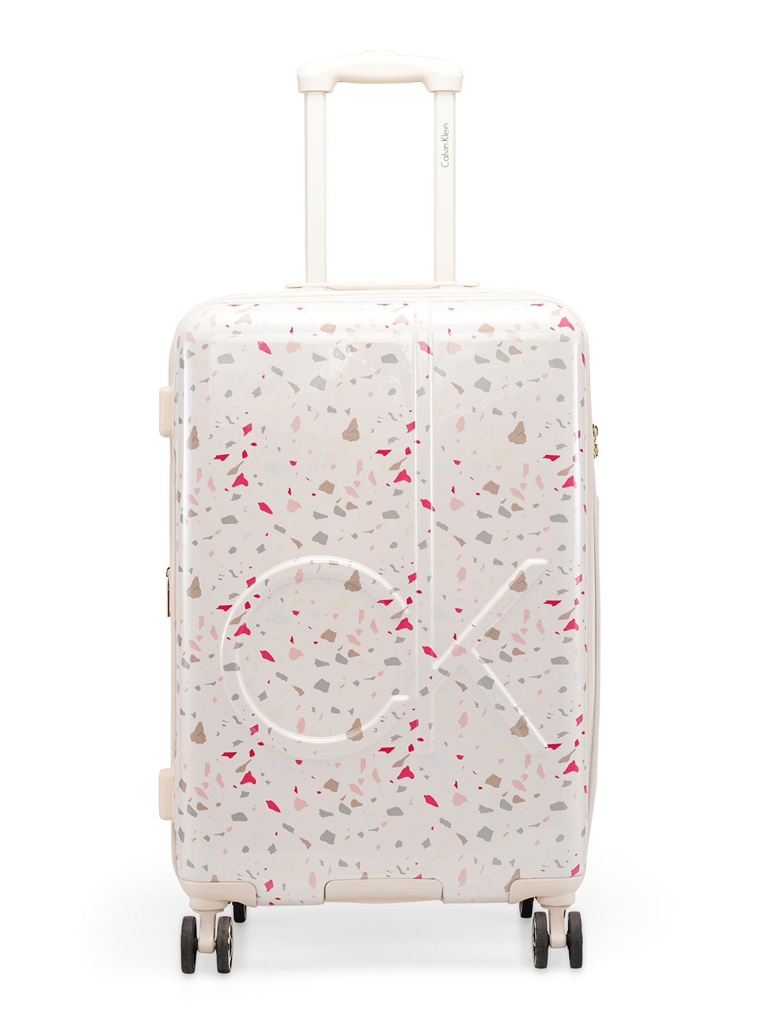 Calvin Klein Terrazzo Island Abs Material Hard 24" Medium Size Trolley, Grey