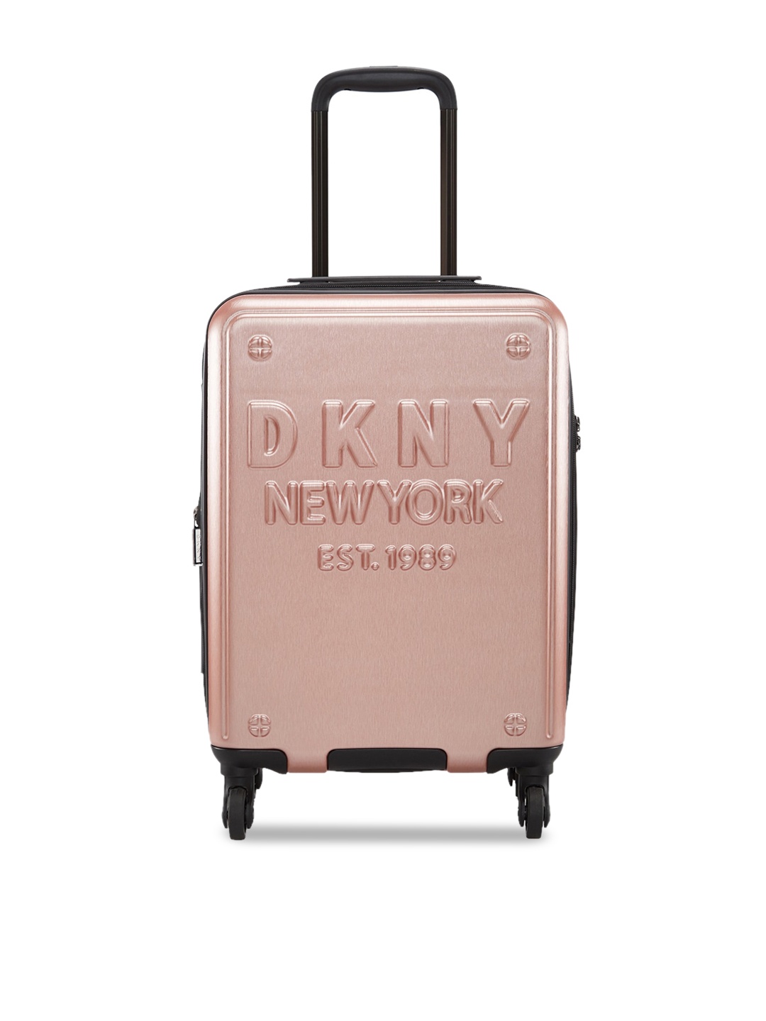 

DKNY NEW YORKER Rose Gold Textured Hard-Sided Cabin ABS Trolley Suitcase, Pink