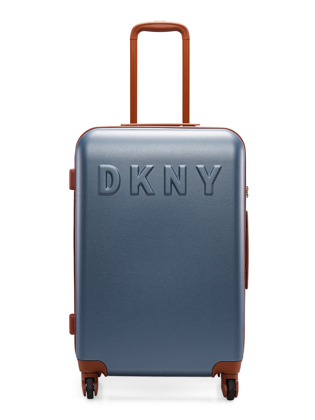 

DKNY IDENTIFICATION ABS Material Hard- Sided Medium Size Trolley- 63 cm, Blue
