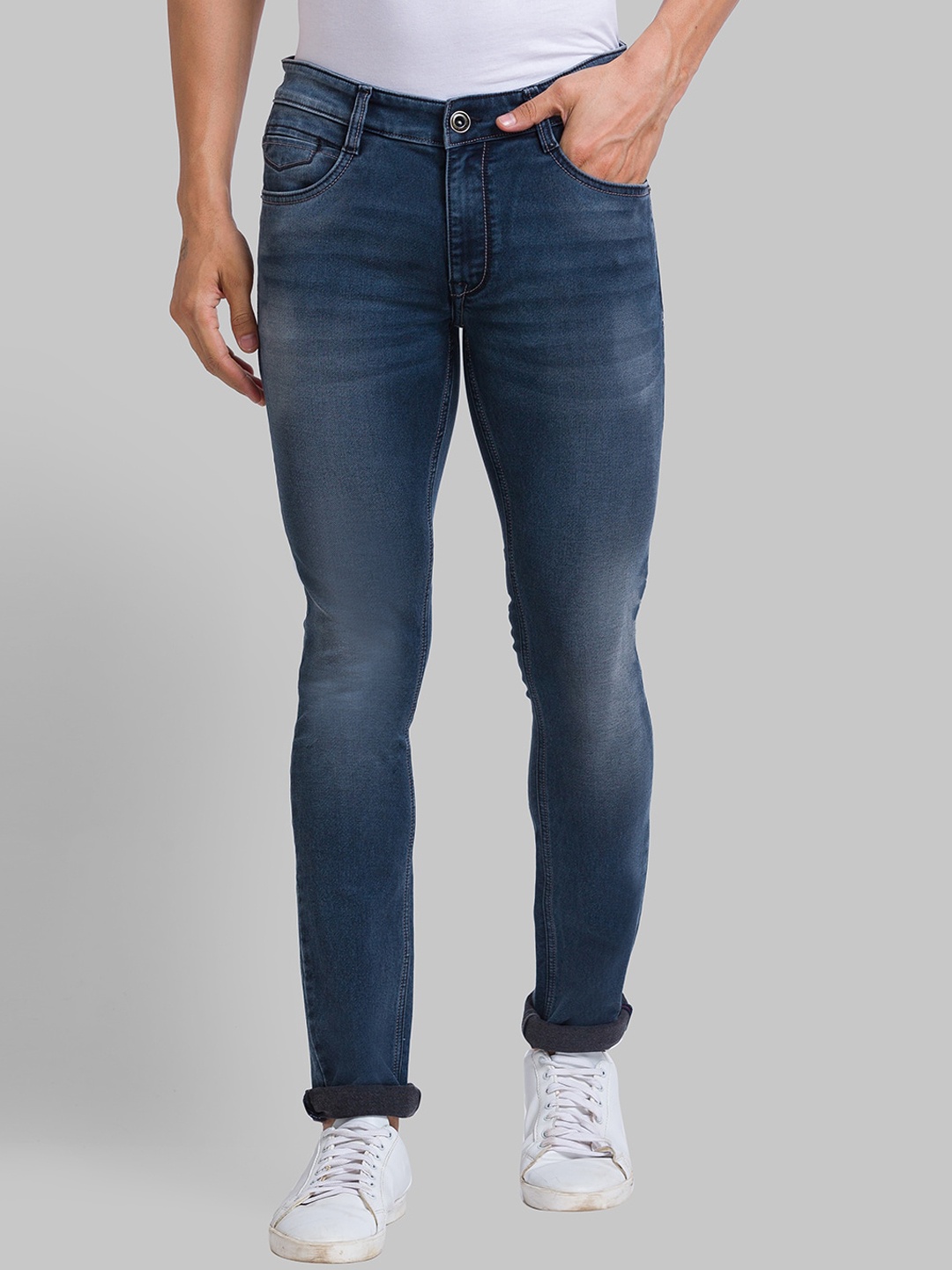 

Parx Men Skinny Fit Heavy Fade Jeans, Blue