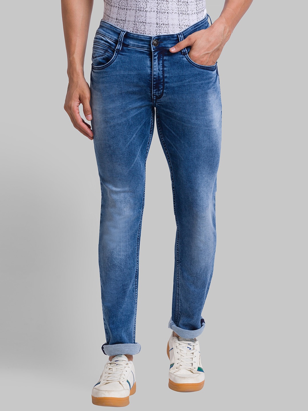 

Parx Men Tapered Fit Heavy Fade Jeans, Blue