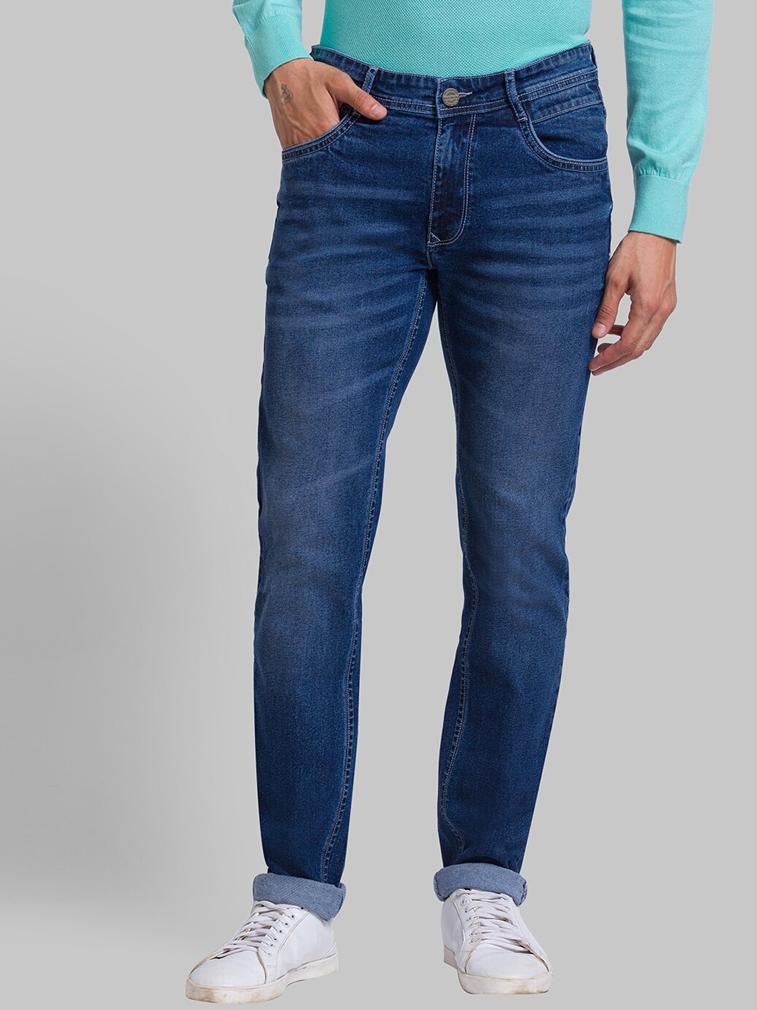 

Parx Men Tapered Fit Light Fade Jeans, Blue