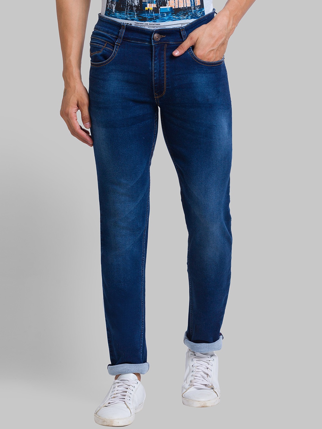 

Parx Men Tapered Fit Heavy Fade Jeans, Blue