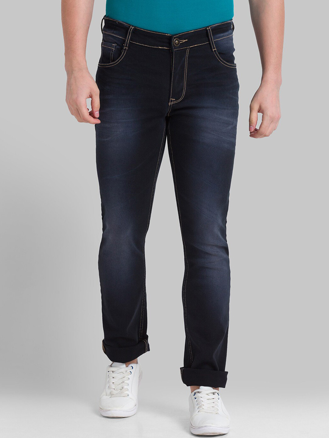 

Parx Men Slim Fit Heavy Fade Jeans, Black