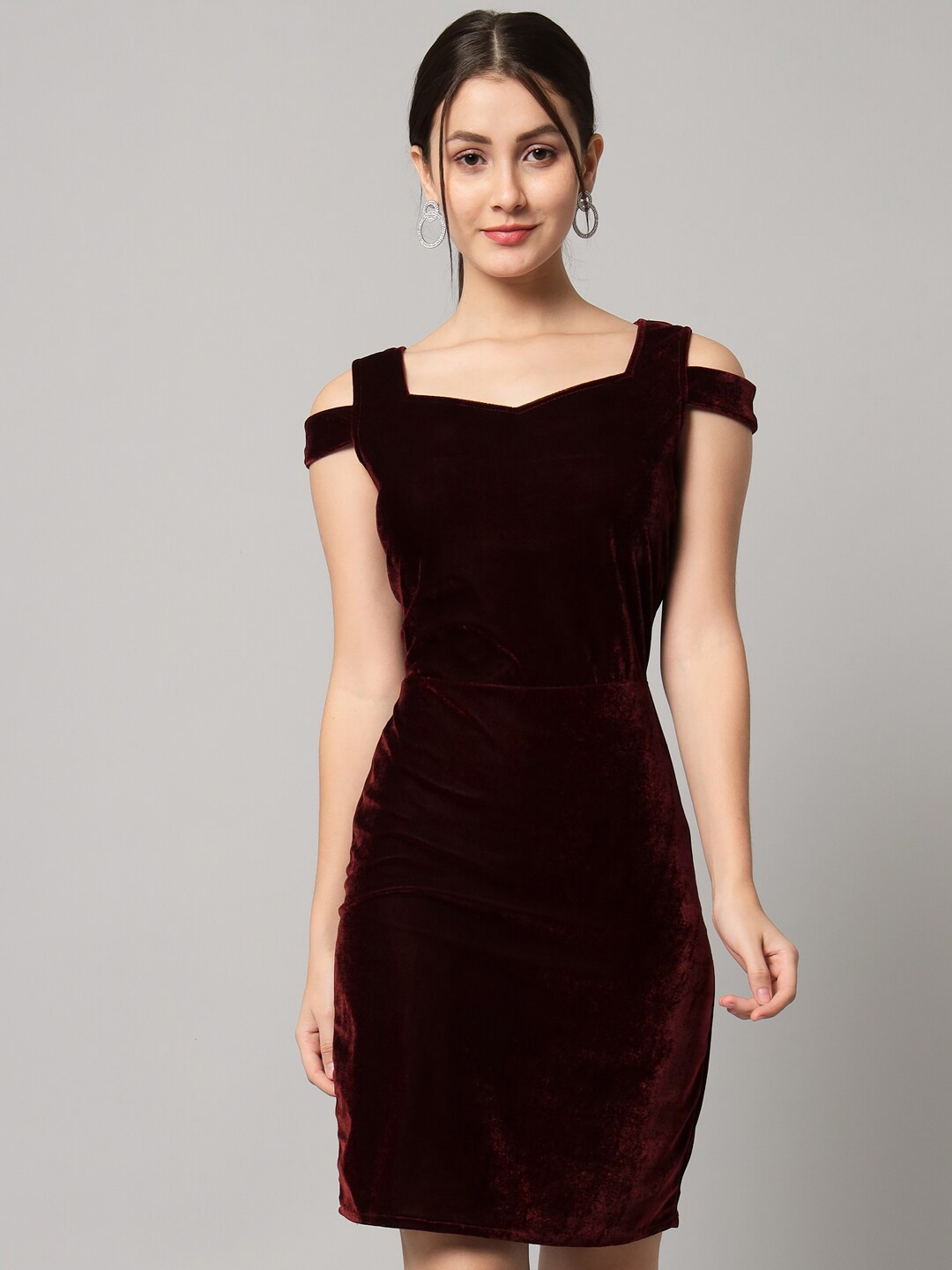 

VAARARO Velvet Sheath Dress, Maroon