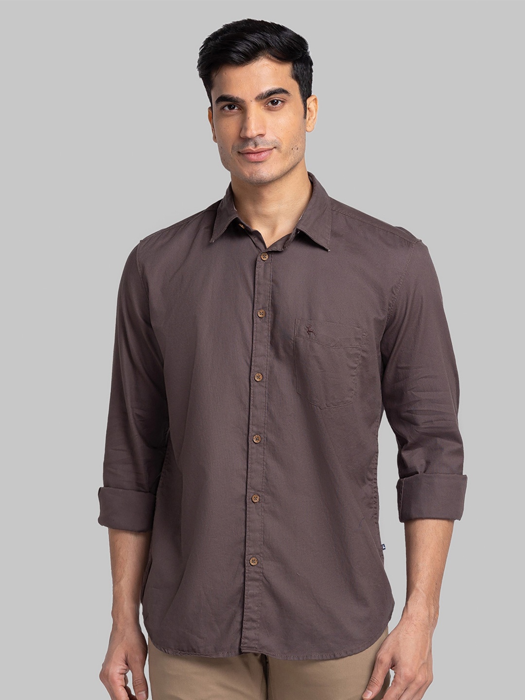 

Parx Men Slim Fit Cotton Casual Shirt, Brown