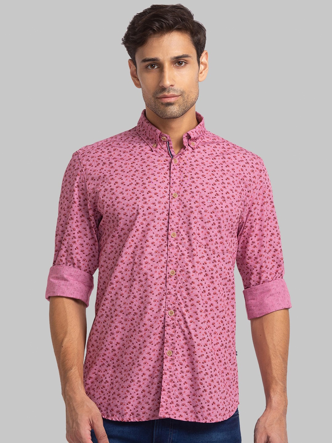 

Parx Men Slim Fit Floral Printed Cotton Casual Shirt, Red