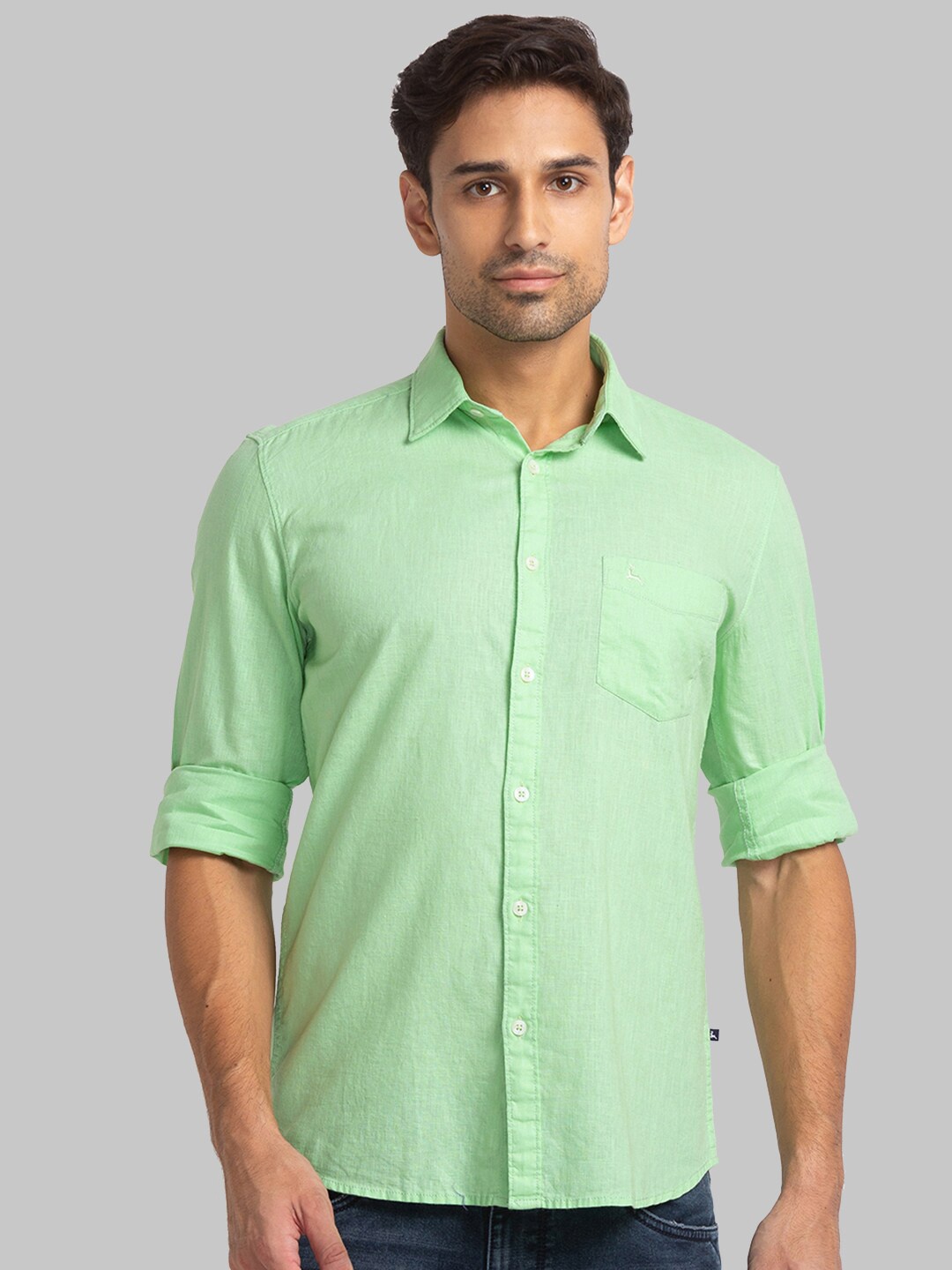 

Parx Men Slim Fit Cotton Casual Shirt, Sea green