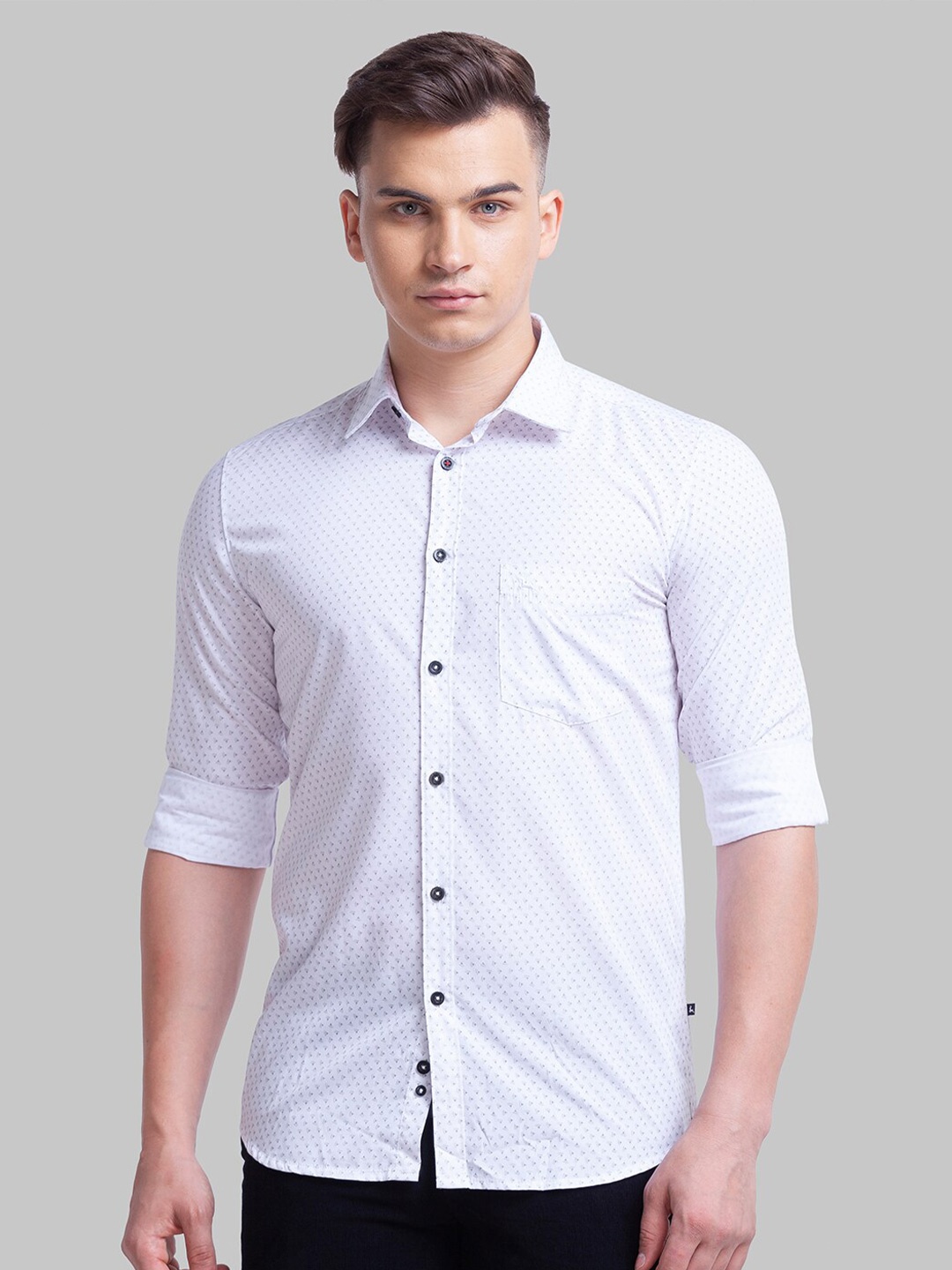 

Parx Men Slim Fit Printed Casual Shirt, White