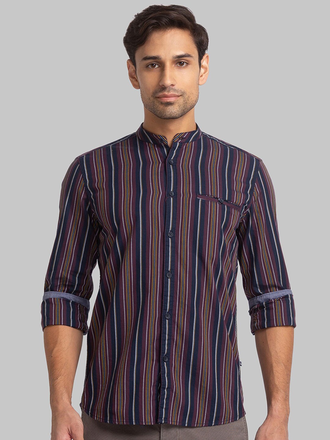 

Parx Men Slim Fit Striped Cotton Casual Shirt, Navy blue