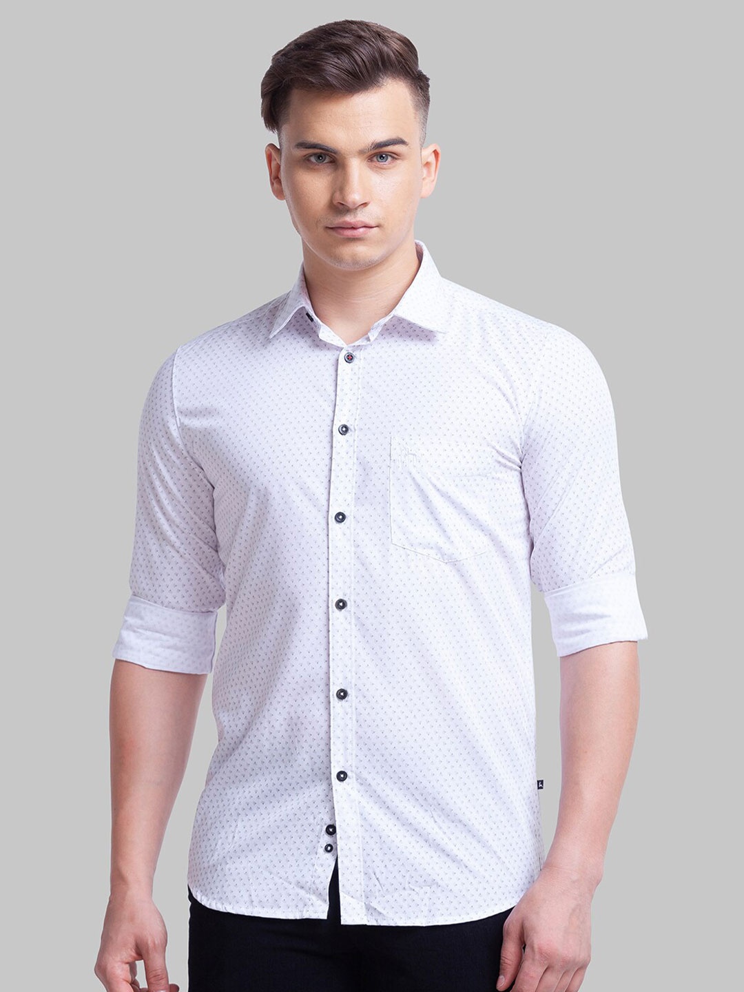 

Parx Men Slim Fit Printed Casual Shirt, White