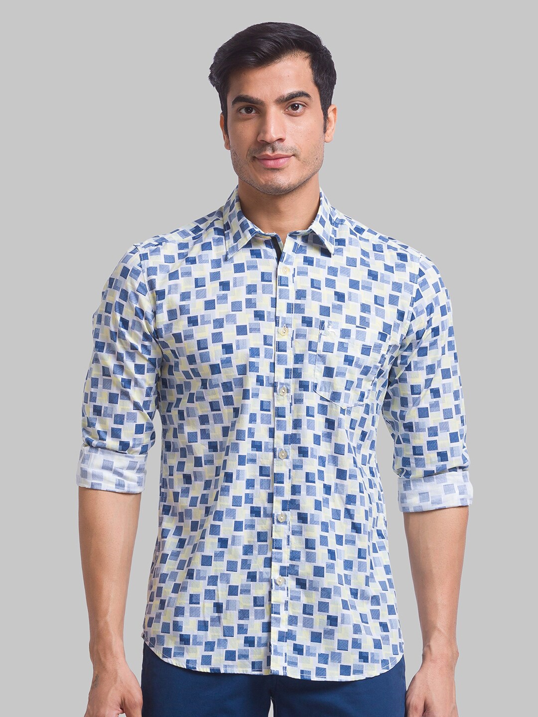 

Parx Men Slim Fit Floral Printed Cotton Casual Shirt, Yellow