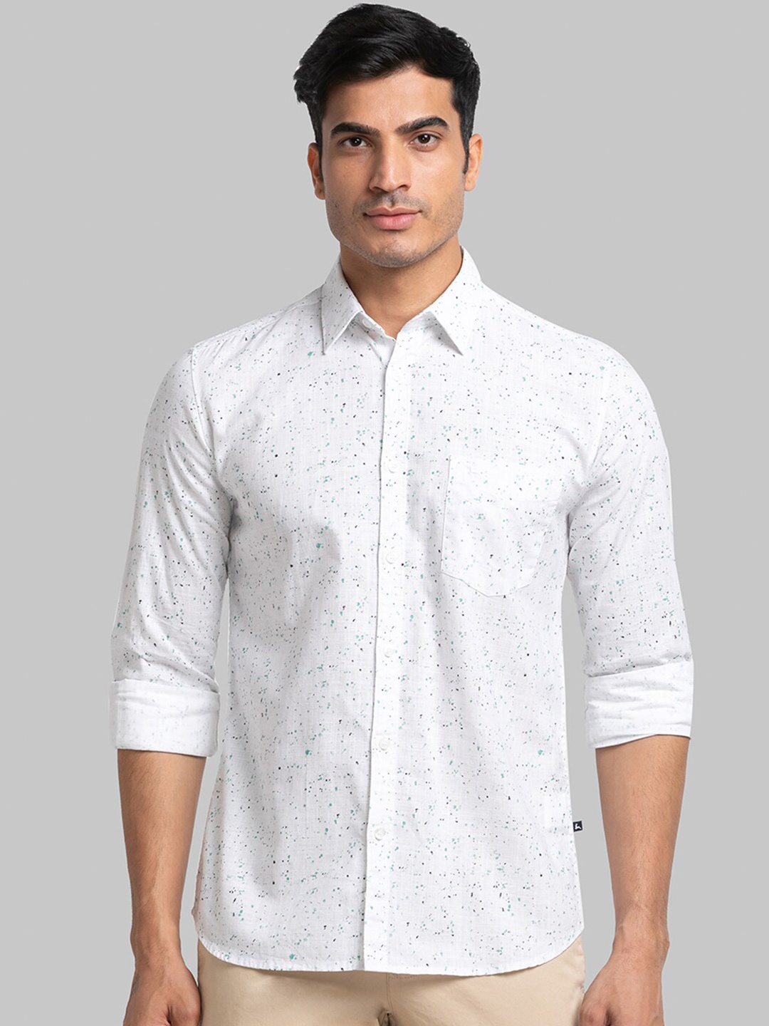 

Parx Men Slim Fit Micro Ditsy Printed Cotton Casual Shirt, White