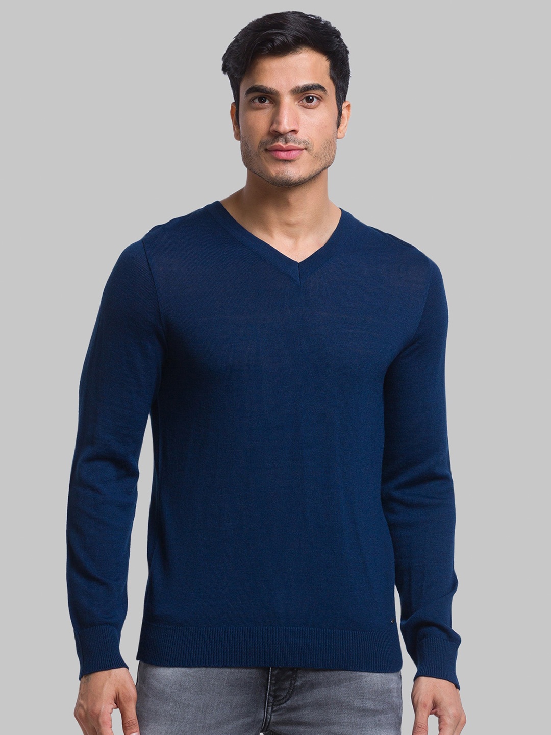 

Parx Men V-Neck Wool Pullover, Blue