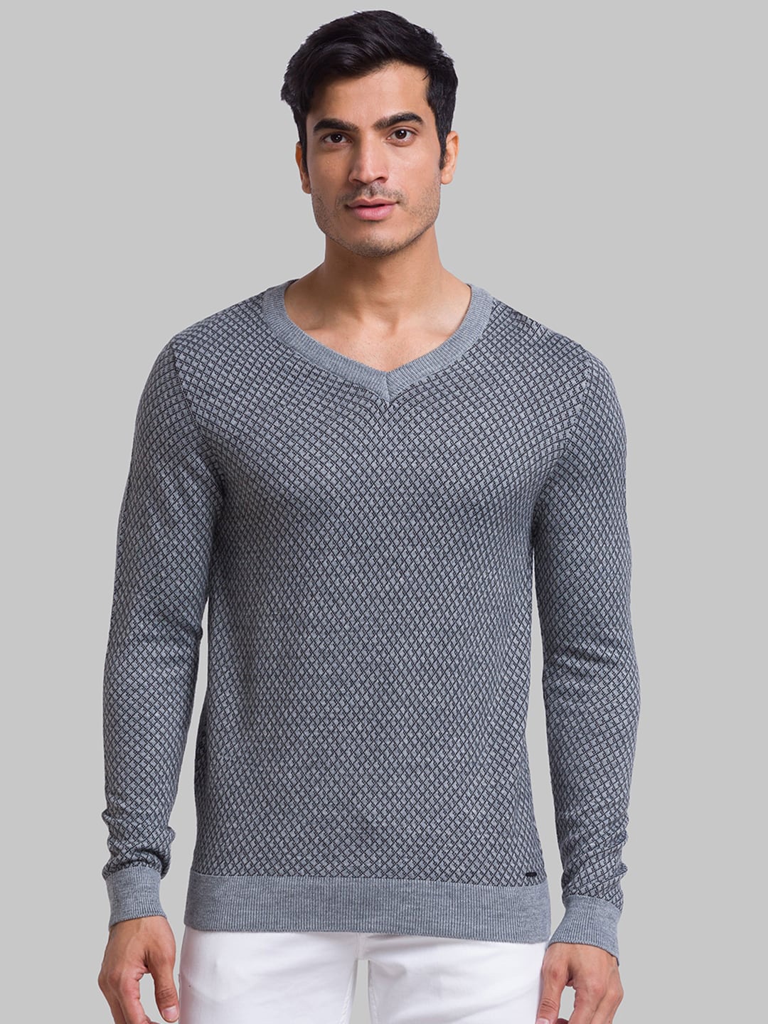 

Parx Men V-Neck Pullover Acrylic Sweater, Grey