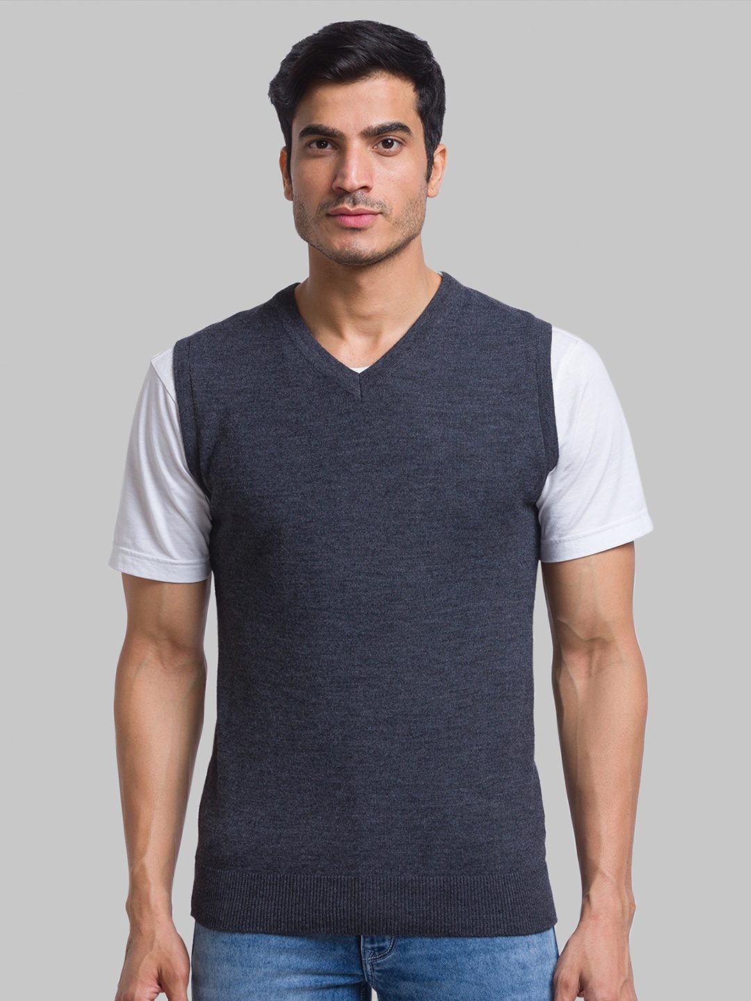 

Parx Men Sleeveless Pullover Wool Sweater Vest, Grey