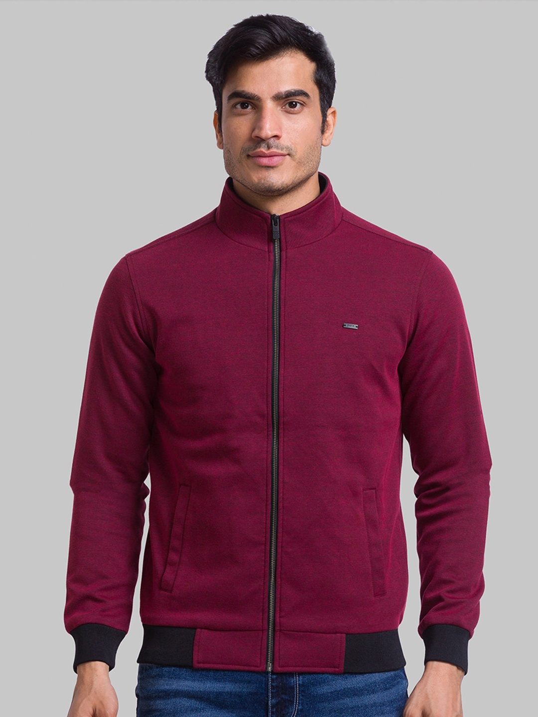 

Parx Men Front-Open Acrylic Cardigan Sweater, Magenta