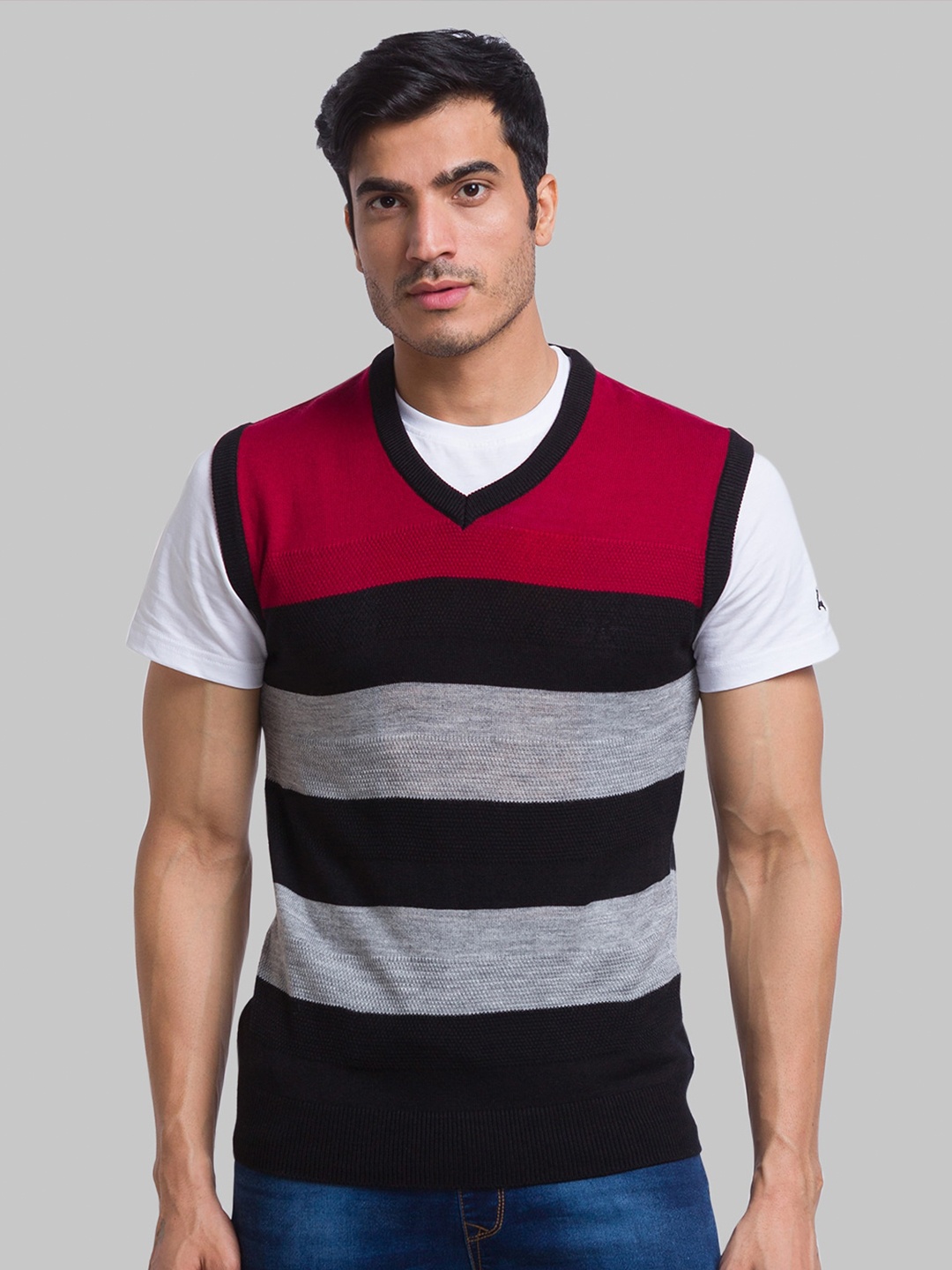 

Parx Men Colourblocked Acrylic Sweater Vest, Maroon