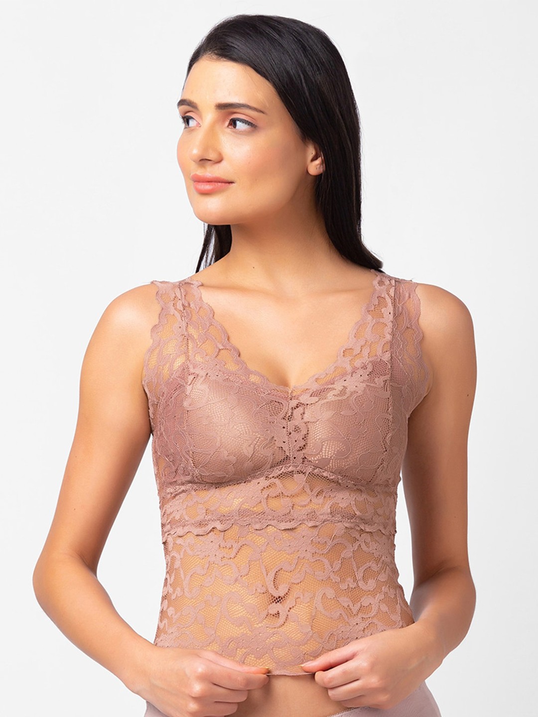 

FashionRack Self Design Removable Padding Non-Wired All Day Comfort Bralette Bra, Beige