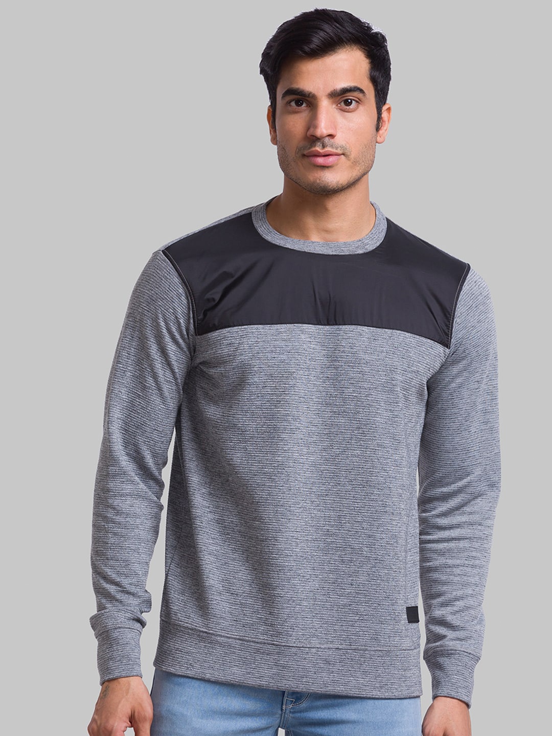 

Parx Men Colourblocked Round Neck Cotton Sweatshirt, Grey