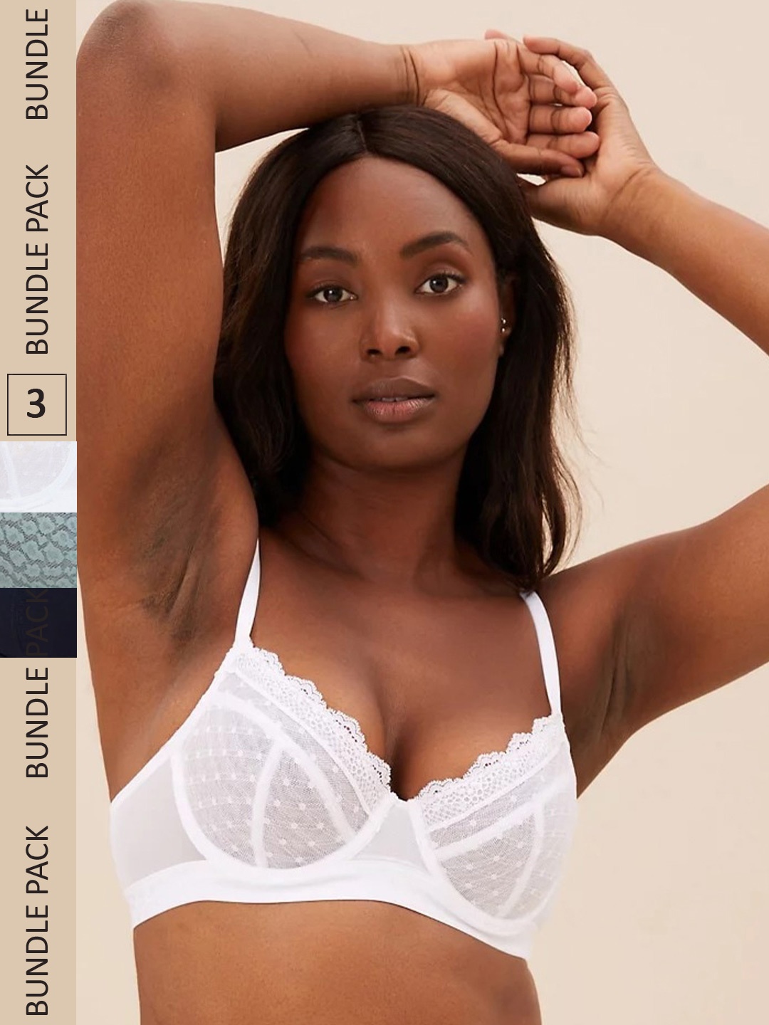 

Marks & Spencer Pack Of 3 Self Design Underwired All Day Comfort Balconette Bra, White