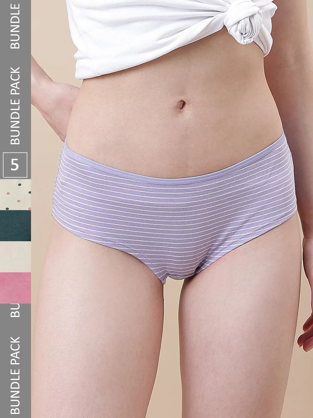 

Marks & Spencer Women Pack Of 5 Printed Basic Briefs, Lavender