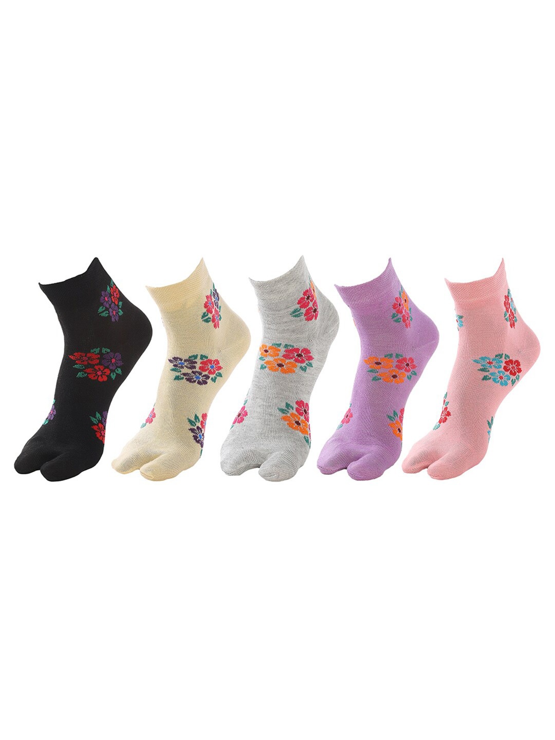 

MARC Women Pack Of 5 Patterned Ankle Length Socks, Pink