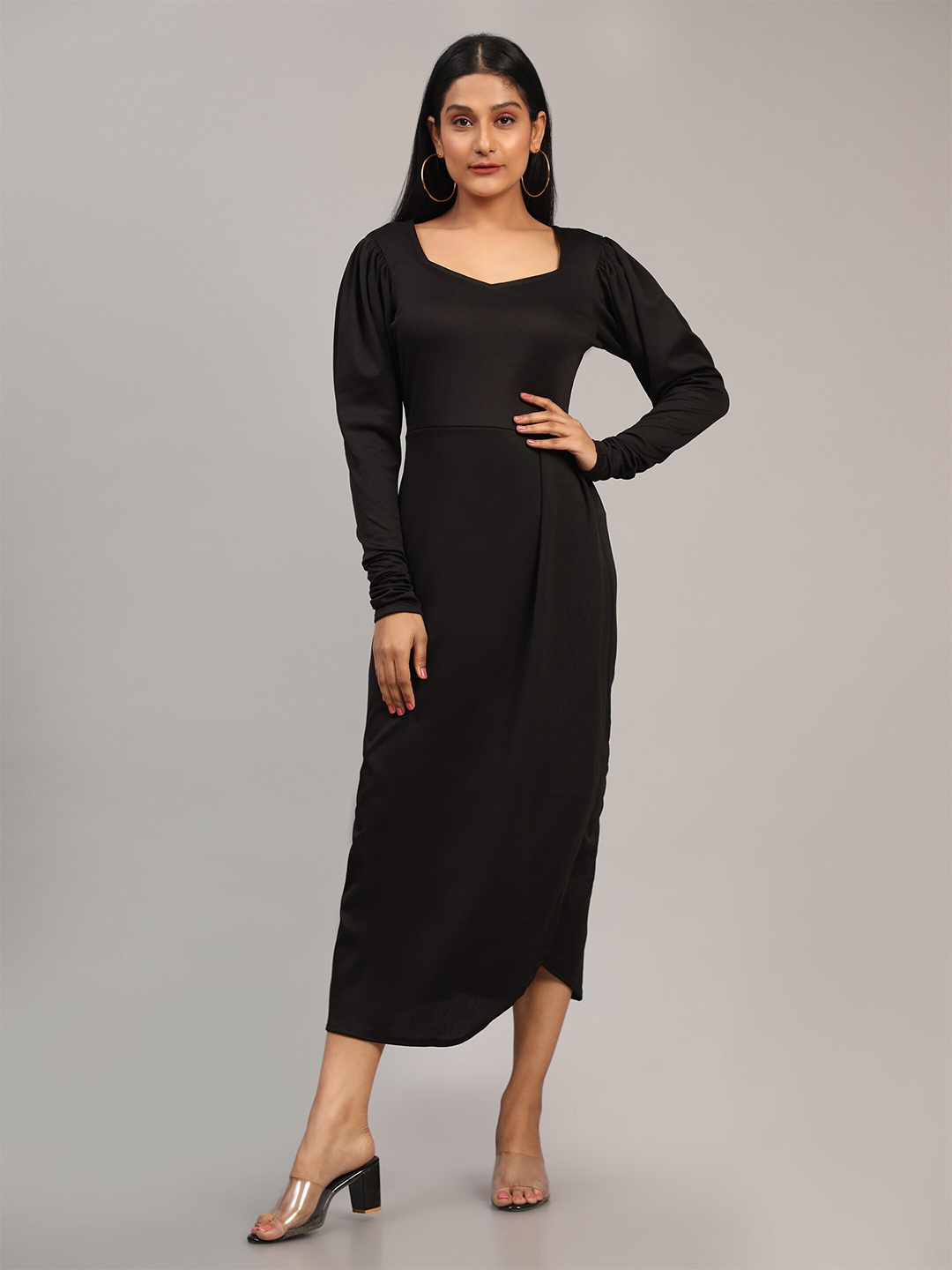 

Ekta Textiles Cotton Sheath Midi Dress, Black