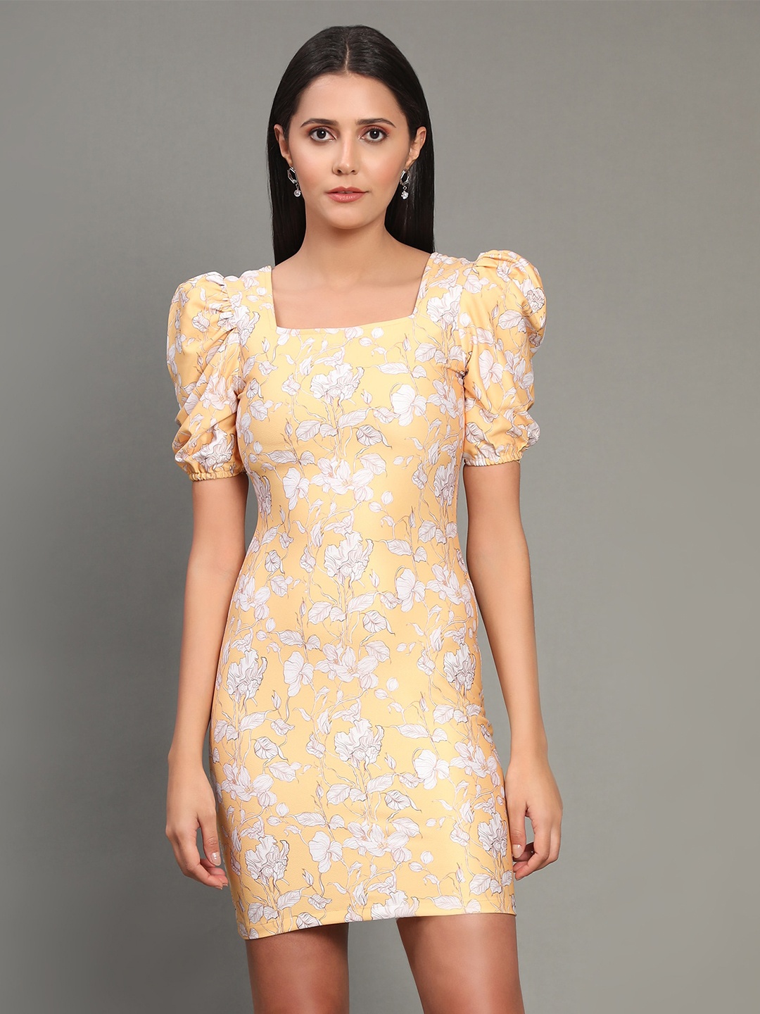 

Ekta Textiles Floral Printed Square Neck Sheath Dress, Yellow