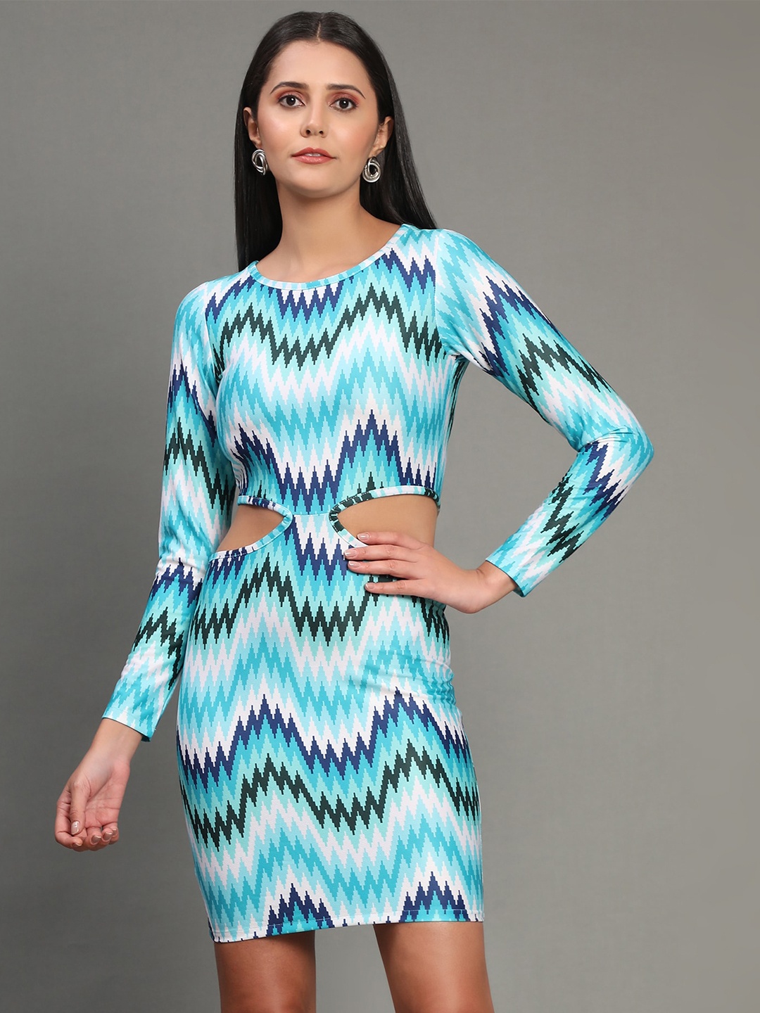 

Ekta Textiles Cut-Outs Sheath Dress, Turquoise blue