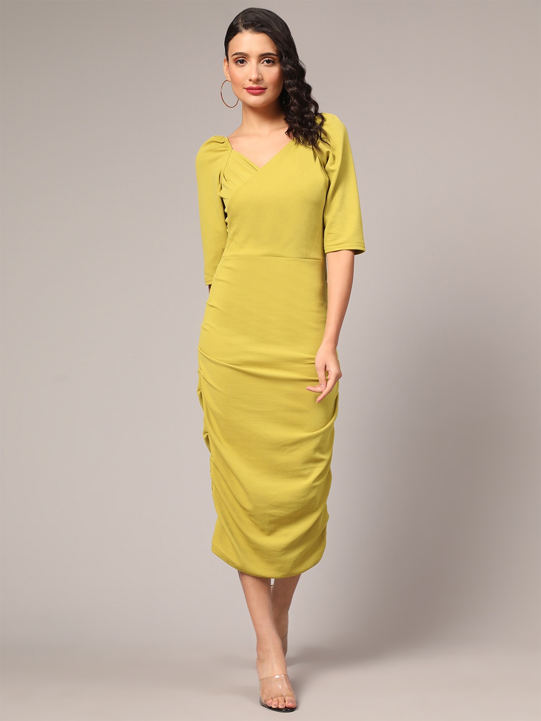

Ekta Textiles Sheath Midi Dress, Lime green