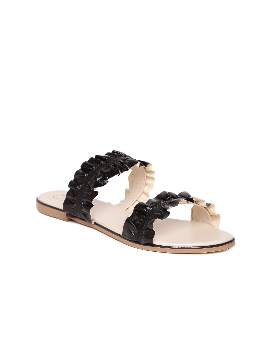 

Carlton London Women Black Solid Open Toe Flats