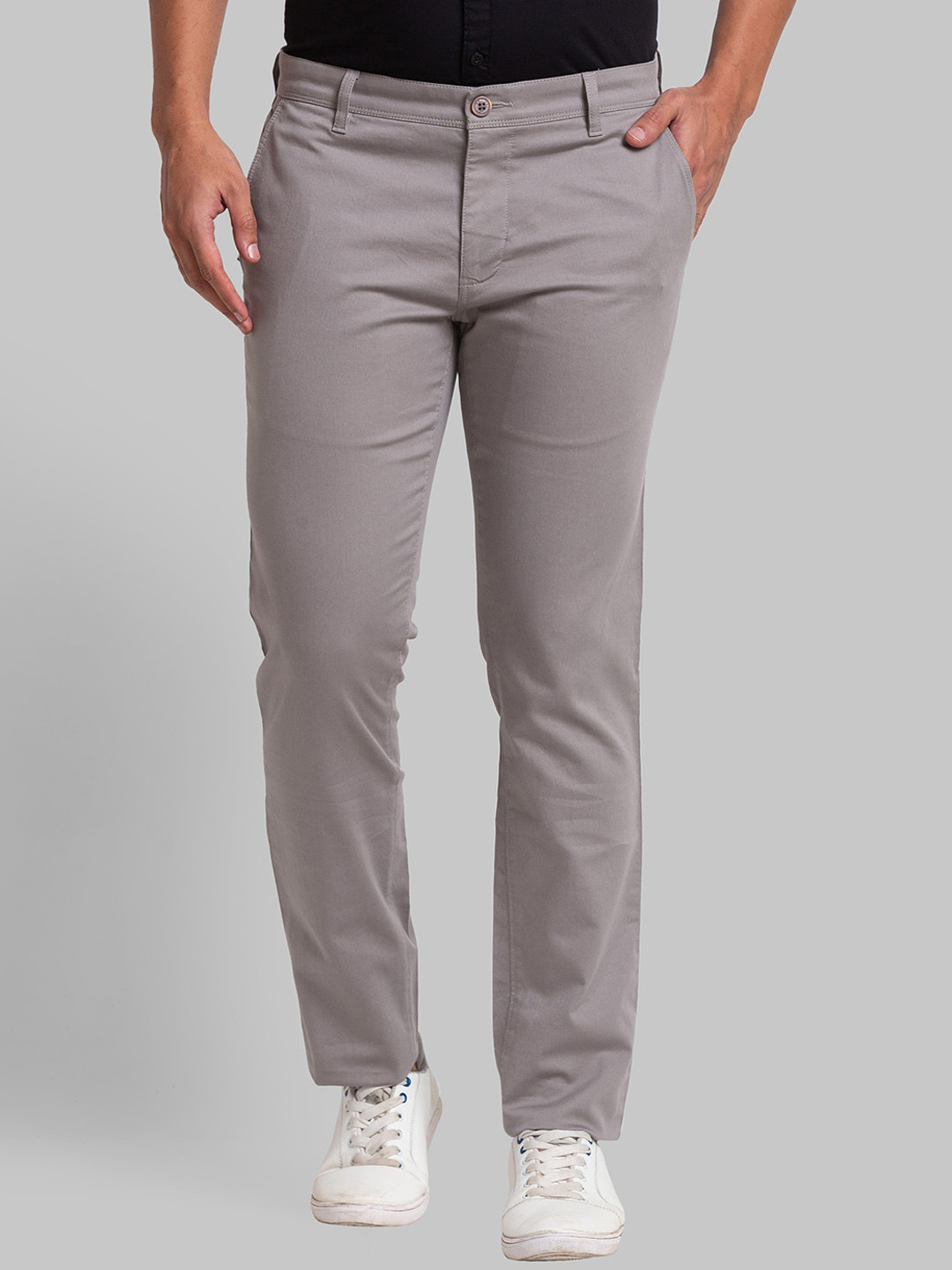 

Parx Men Mid-Rise Tapered Fit Trousers, Grey