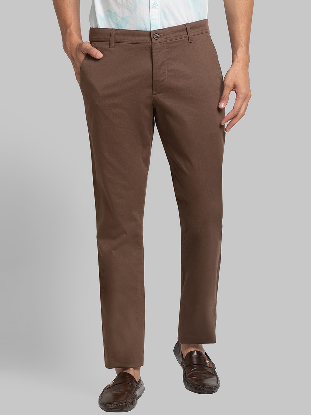 

Parx Men Mid-Rise Tapered Fit Trousers, Brown