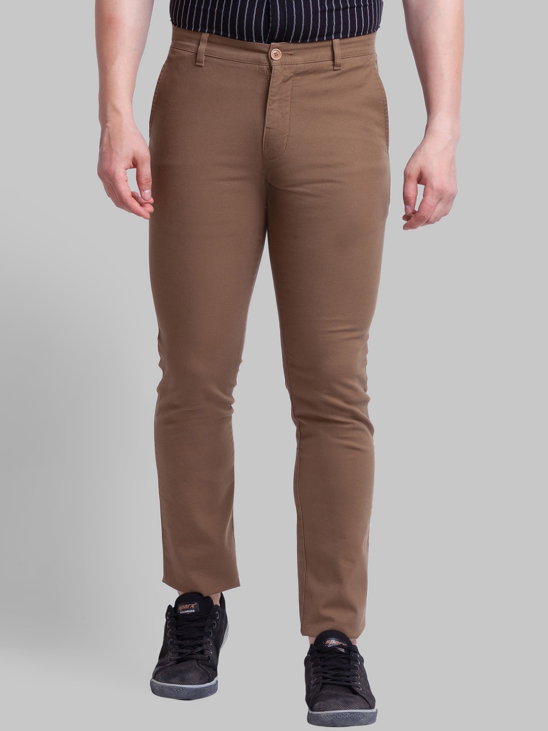 

Parx Men Cotton Slim Fit Trousers, Khaki