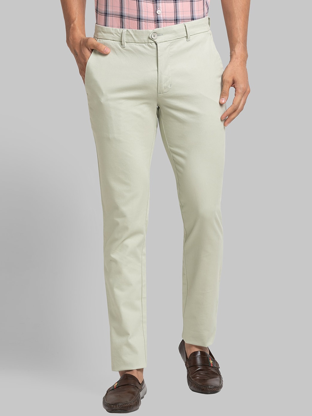 

Parx Men Cotton Slim Fit Trousers, Grey