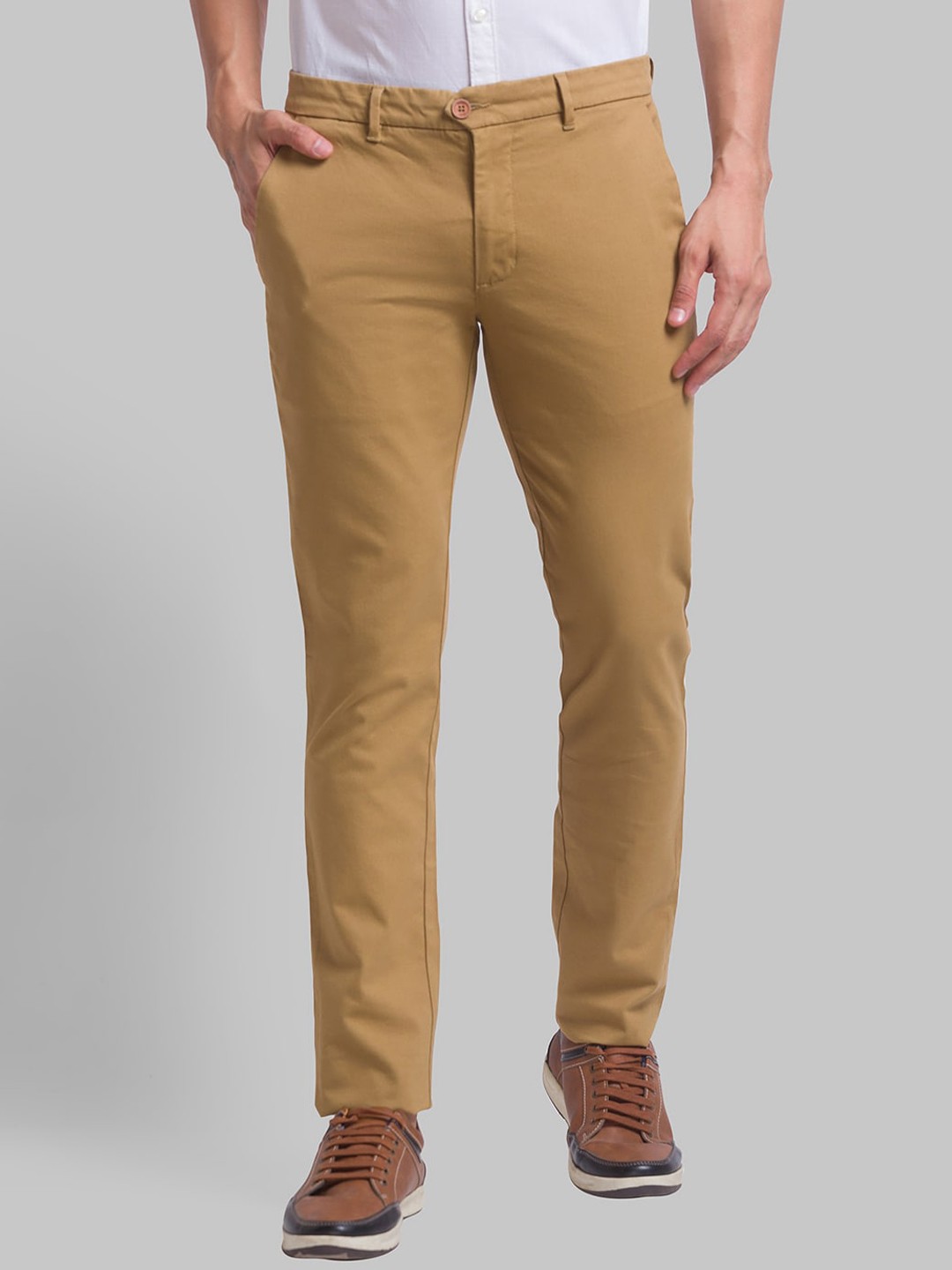 

Parx Men Slim Fit Mid-Rise Regular Trousers, Khaki