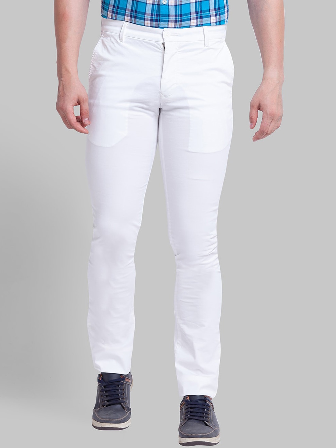 

Parx Men Slim Fit Mid-Rise Chinos Trousers, White