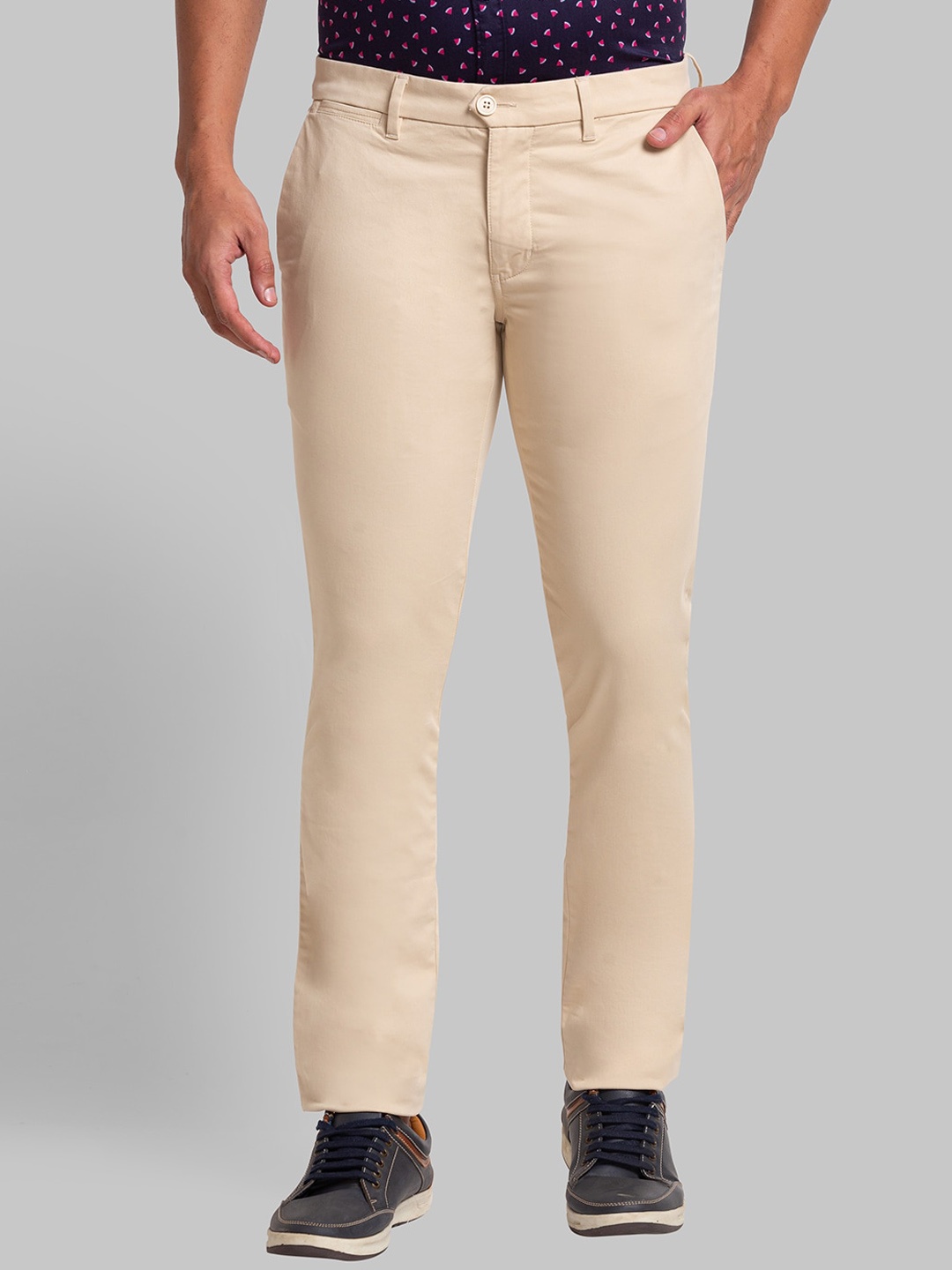 

Parx Men Slim Fit Mid-Rise Regular Trousers, Beige