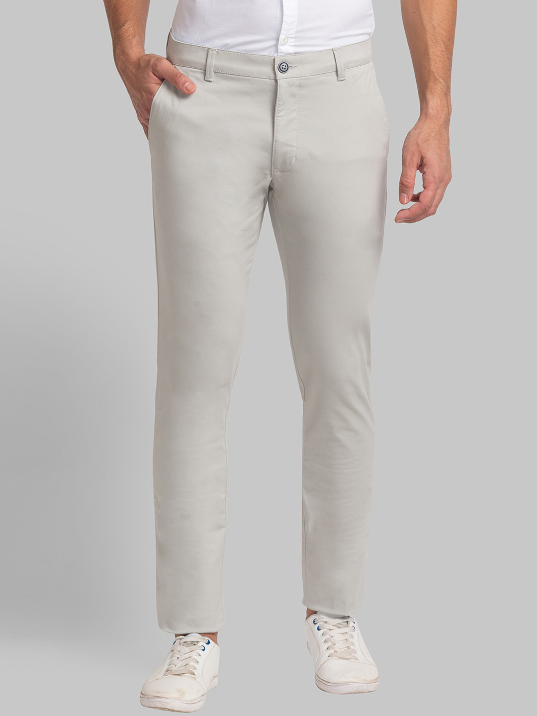

Parx Men Cotton Mid-Rise Tapered Fit Trouser, Off white